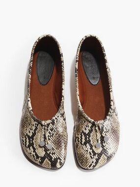 Stella McCartney H&M Snake-Print Ballet Flats in Beige and Brown